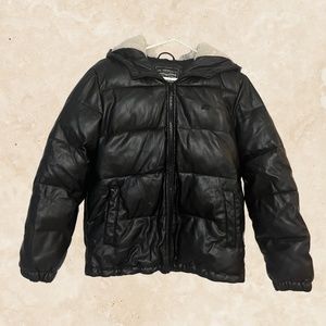 Levi's Womens Vegan Leather Quilted Hooded Puffer